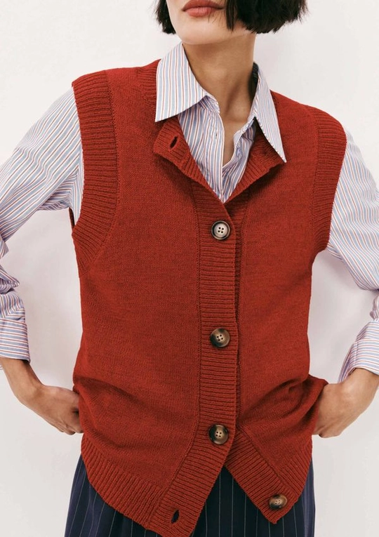 Colete Feminino Em Tricô Leve - Vermelho