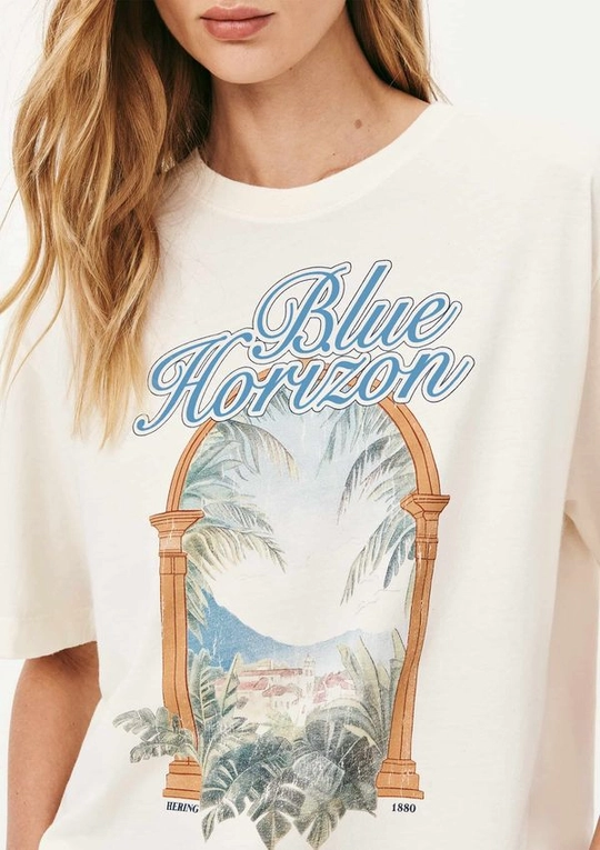 Camiseta Feminina Manga Curta Oversized - Creme